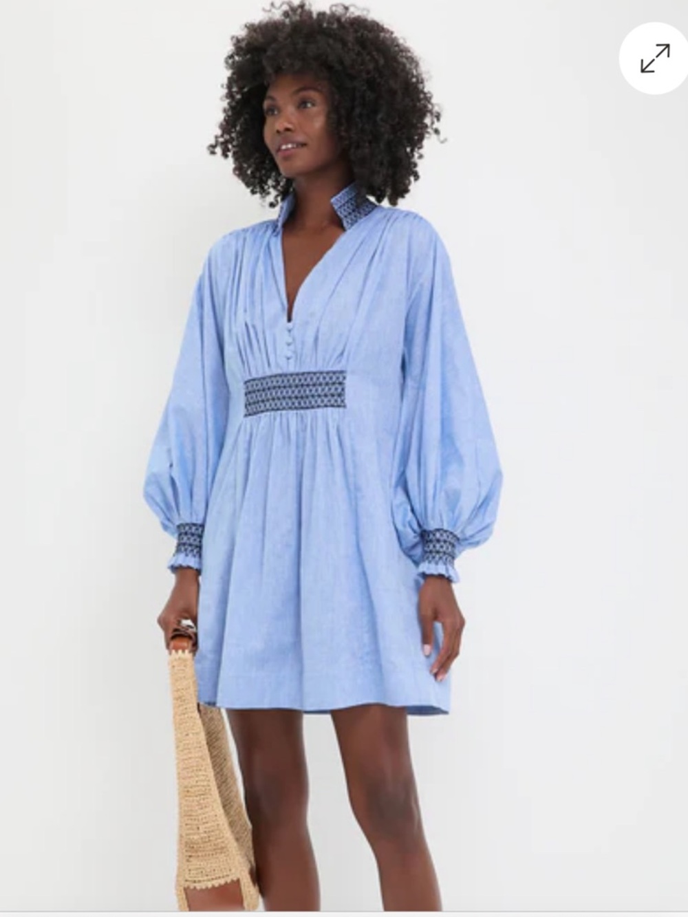 Tuckernuck -Aubury Chambray Light Blue Smocked Waist Balloon Sleeve Dress-M-NWT